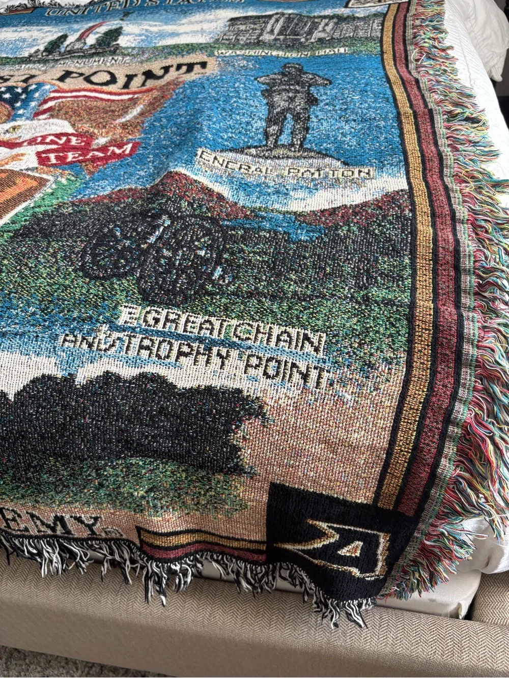 Army Black Knights West Point USMA 2014 Fringe Border Cotton Blanket